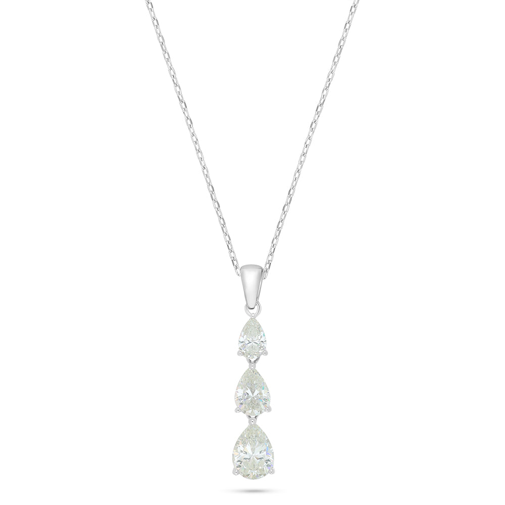 Sterling Silver 925 Necklace Rhodium Plated Embedded With Diamond Zircon And White Zircon