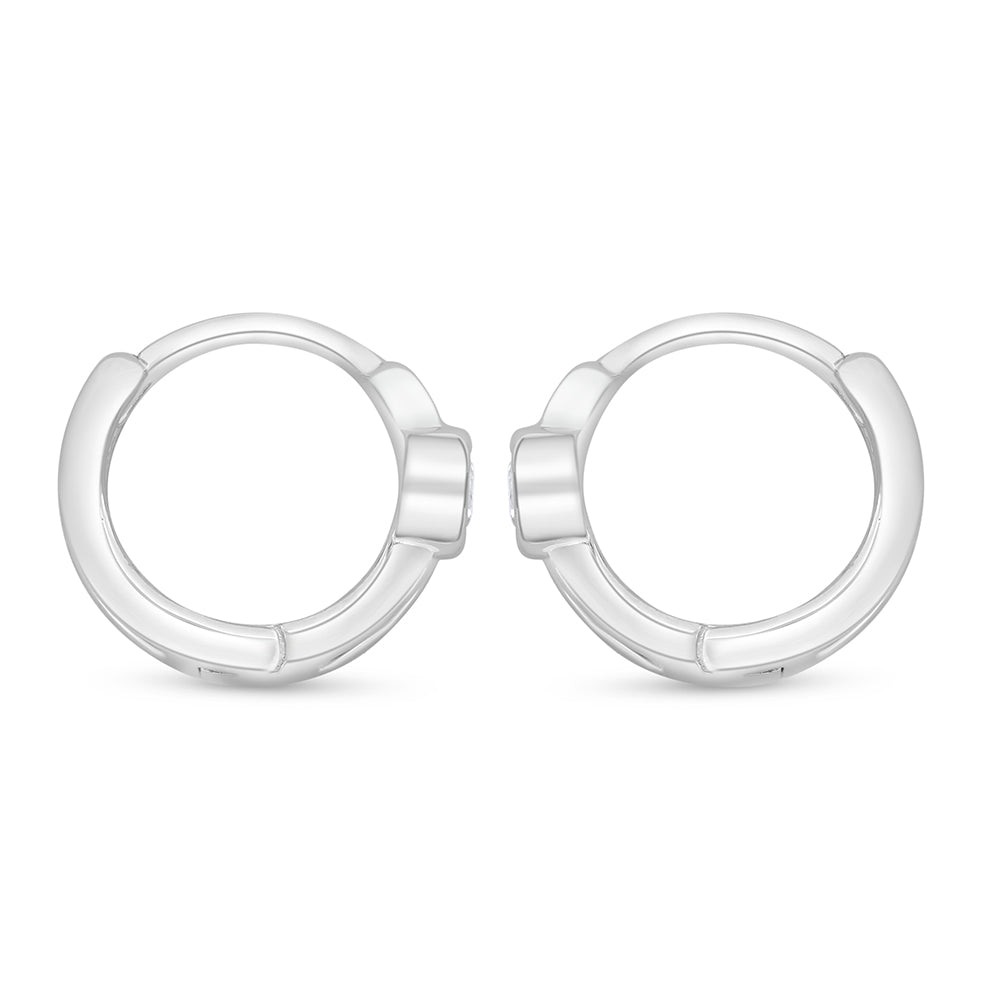 Sterling Silver 925 Earring Rhodium Plated Embedded With White Zircon