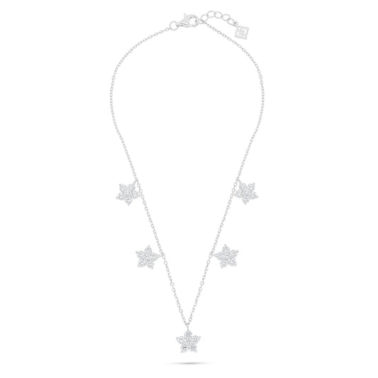 Sterling Silver 925 Anklet Rhodium Plated Embedded With White Zircon