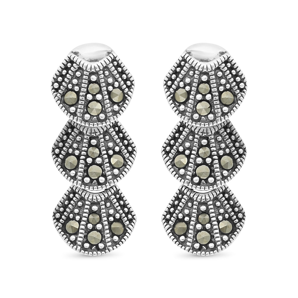 اقراط من الفضة الخالصة عيار 925 مرصعه احجار ماركسايت سادة