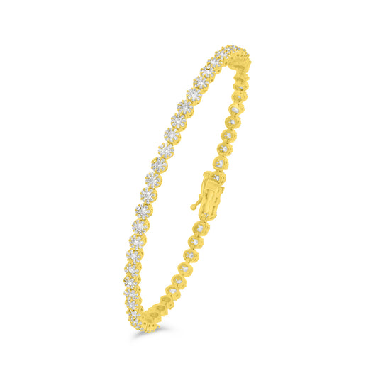 Sterling Silver 925 Bracelet Golden Plated Embedded With White Zircon