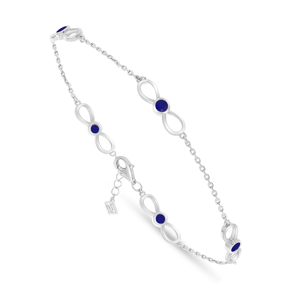 Sterling Silver 925 Bracelet Rhodium Plated Embedded With Sapphire Corundum
