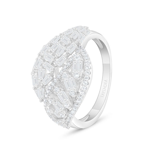 خاتم من الفضة الخالصة عيار 925 مطلي روديوم مرصع فص ابيض