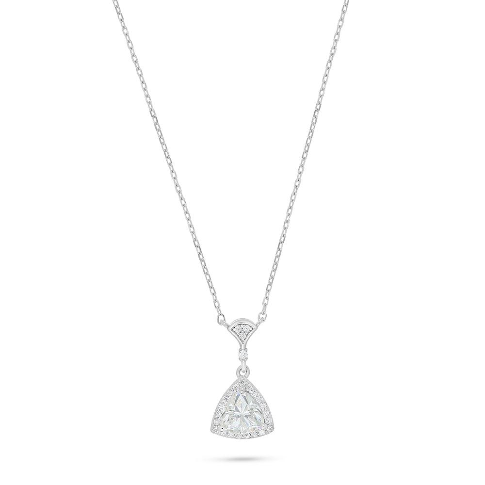 Sterling Silver 925 Necklace Rhodium Plated Embedded With Diamond Zircon And White Zircon