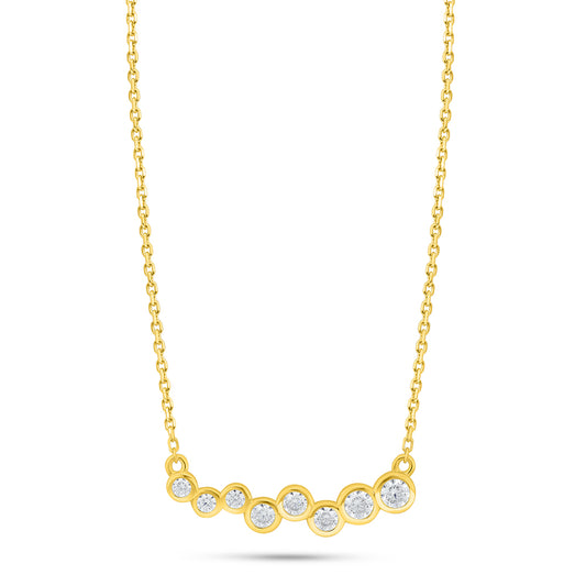 Sterling Silver 925 Necklace Golden Plated Embedded With White Zircon