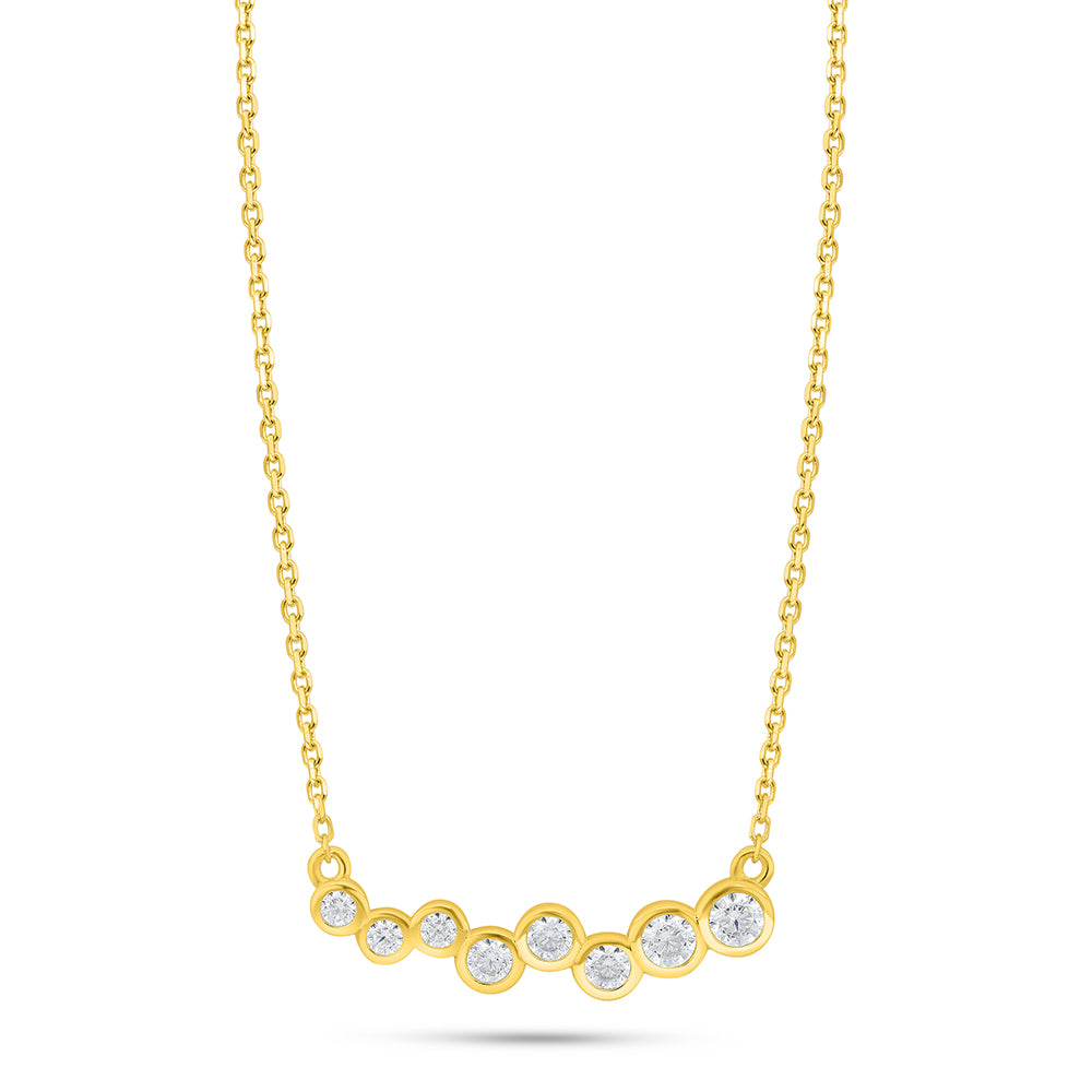 Sterling Silver 925 Necklace Golden Plated Embedded With White Zircon