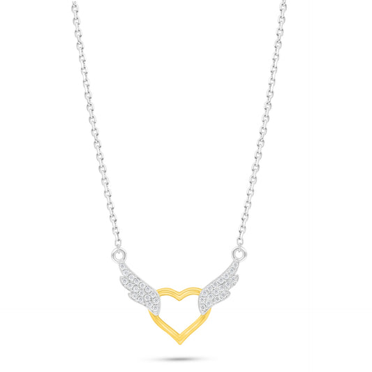 Sterling Silver 925 Necklace Rhodium And Golden Plated Embedded With White Zircon