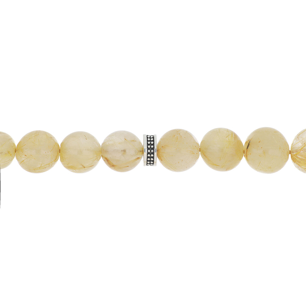 Rosary 33 Natural Rutile Round Bead 09 mm With Silver 925 Set