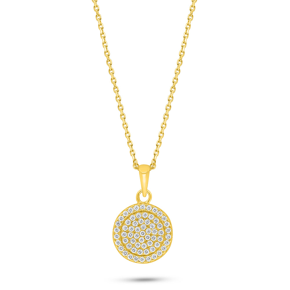 Sterling Silver 925 Necklace Golden Plated Embedded With White Zircon
