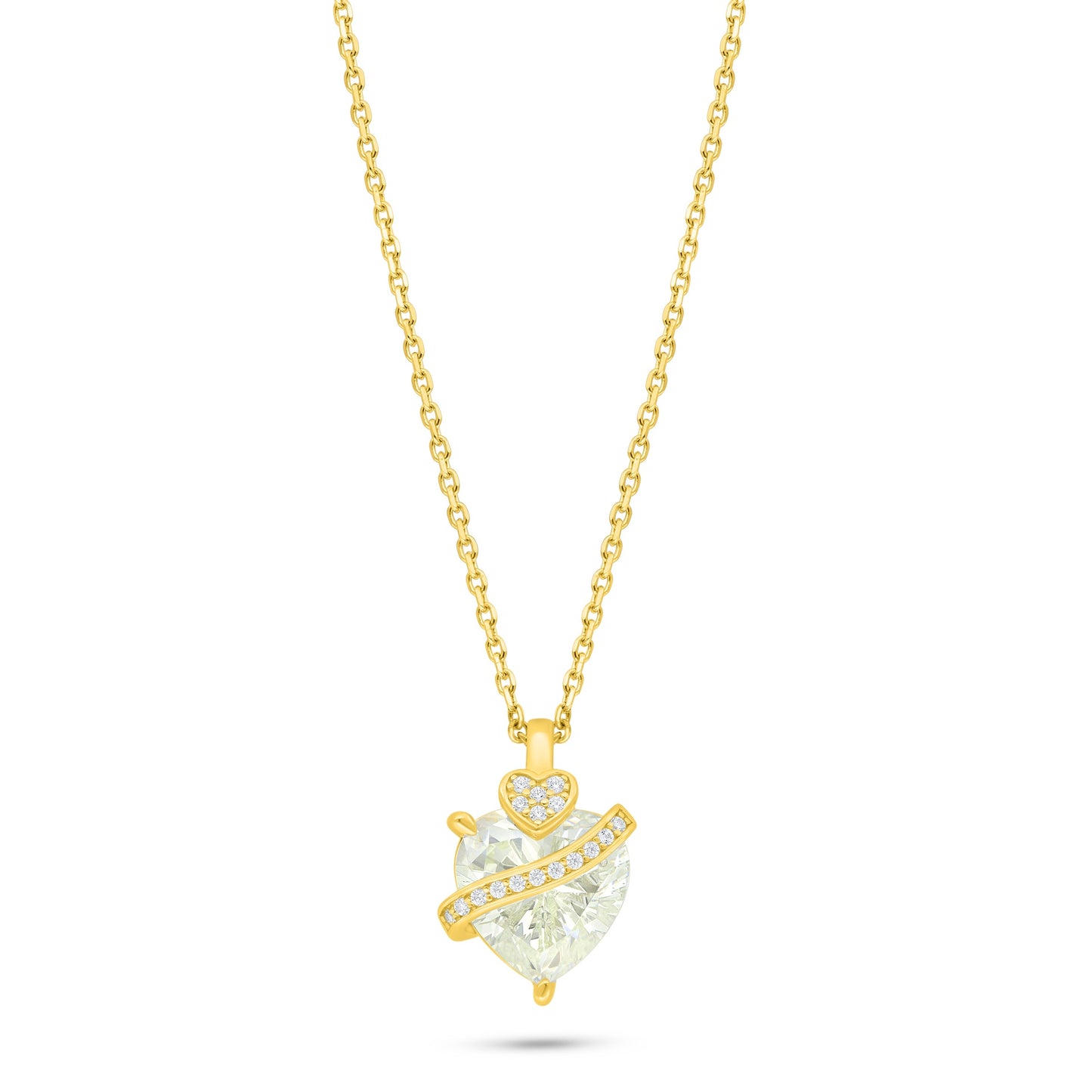 Sterling Silver 925 Necklace Golden Plated Embedded With Diamond Zircon And White Zircon
