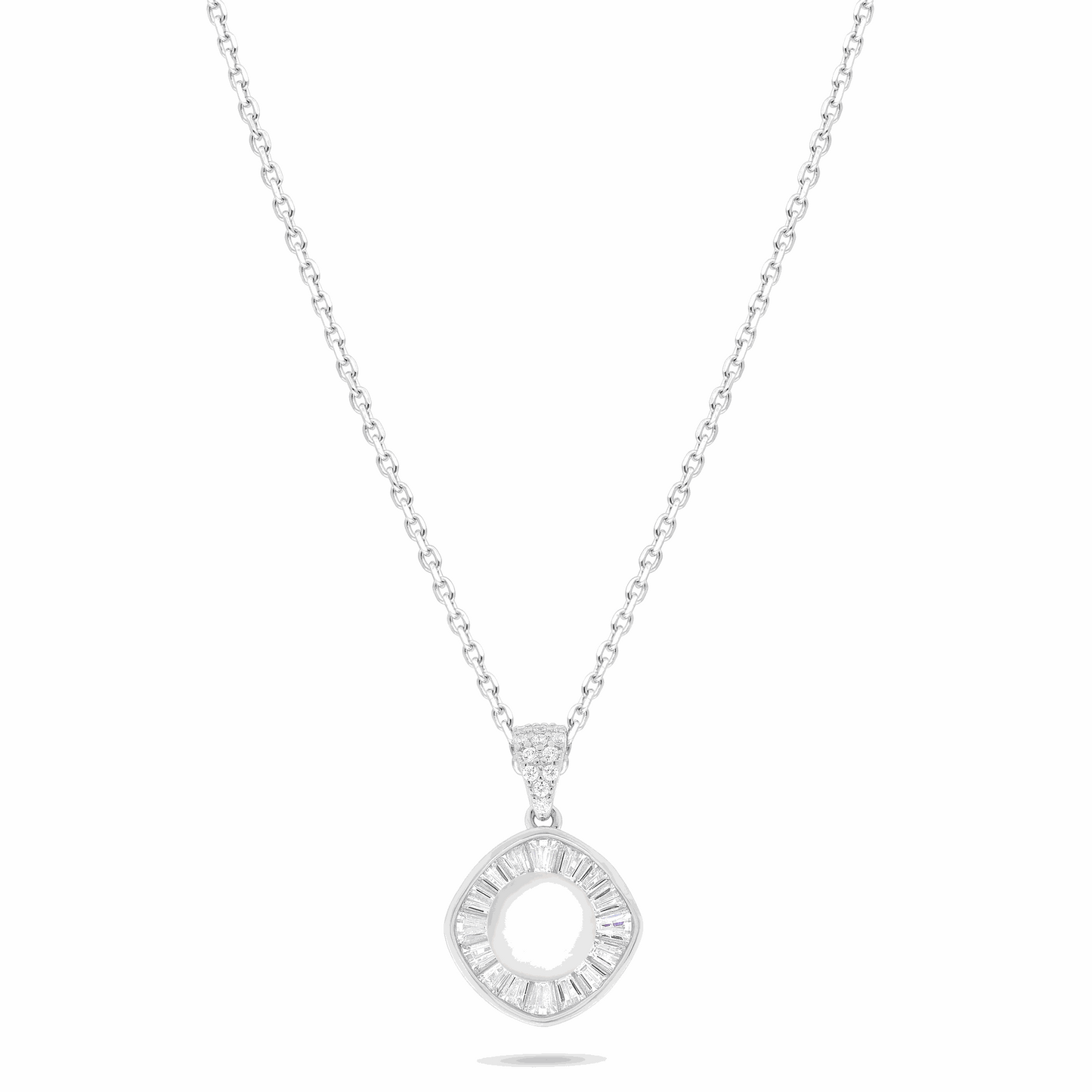 Sterling Silver 925 Necklace Rhodium Plated Embedded With Natural White Pearl And White Zircon
