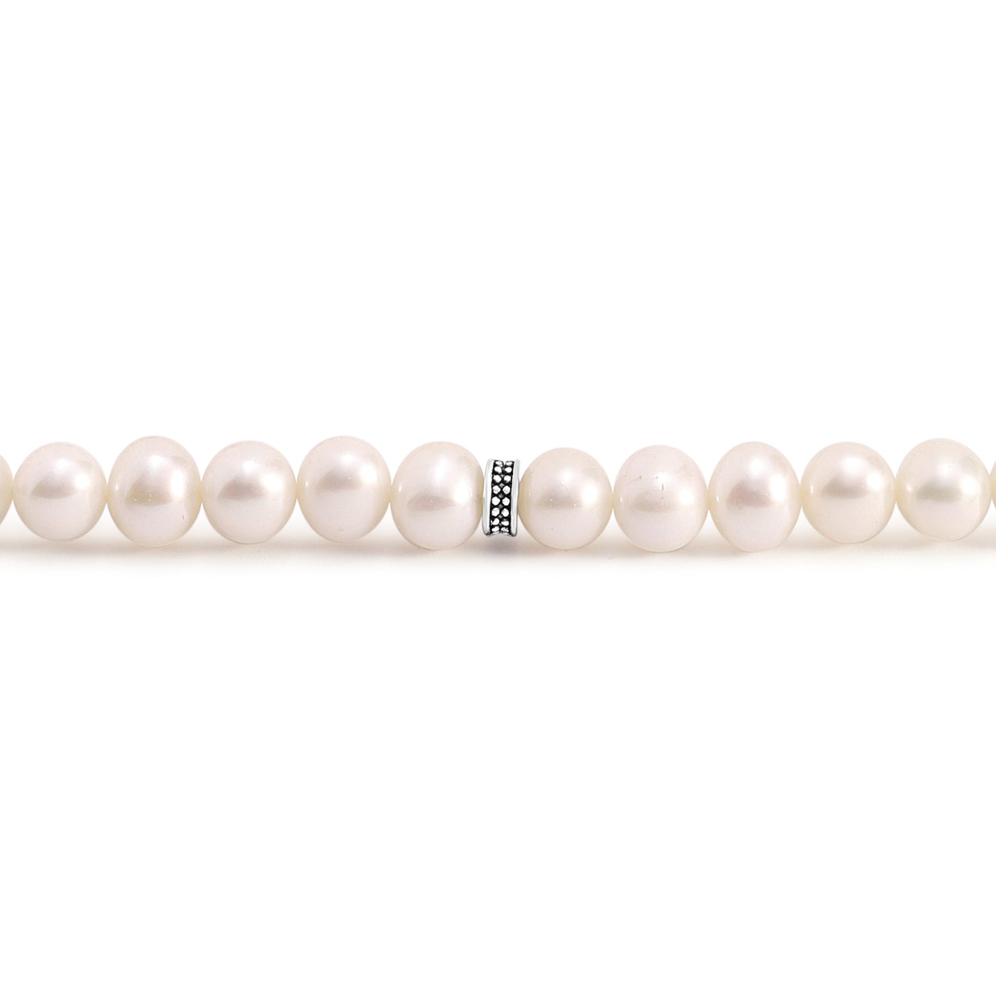 Rosary 45 Natural White Pearl Round Bead 8 mm With Stainless Steel 316L Set Silver And Black Plated