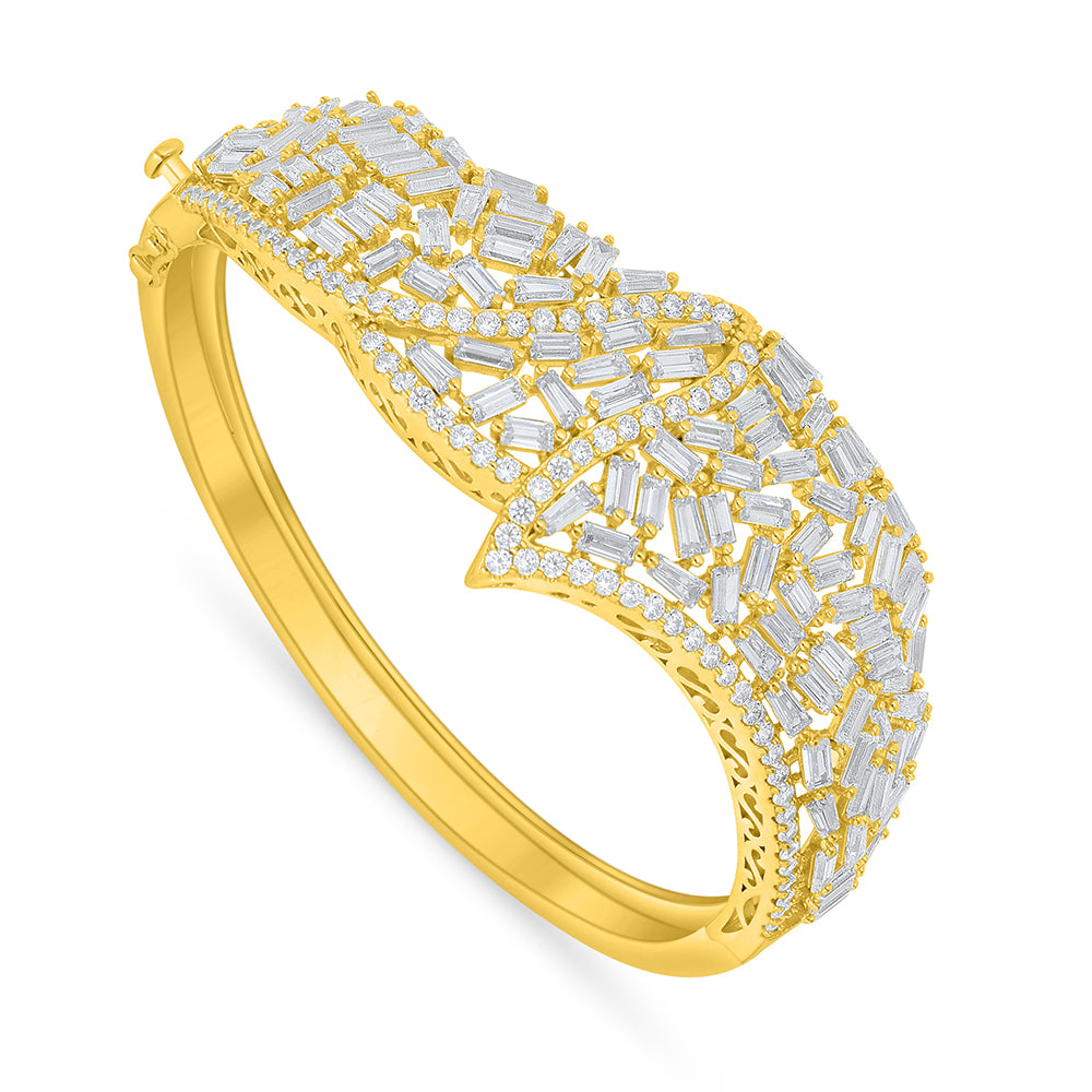 Sterling Silver 925 Bracelet Golden Plated Embedded With White Zircon