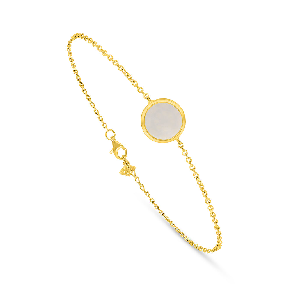 اسورة من الفضة الخالصة عيار 925 مطلي ذهبي صدف ابيض