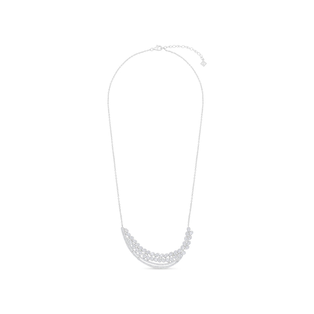 Sterling Silver 925 Necklace Rhodium Plated Embedded With White Zircon