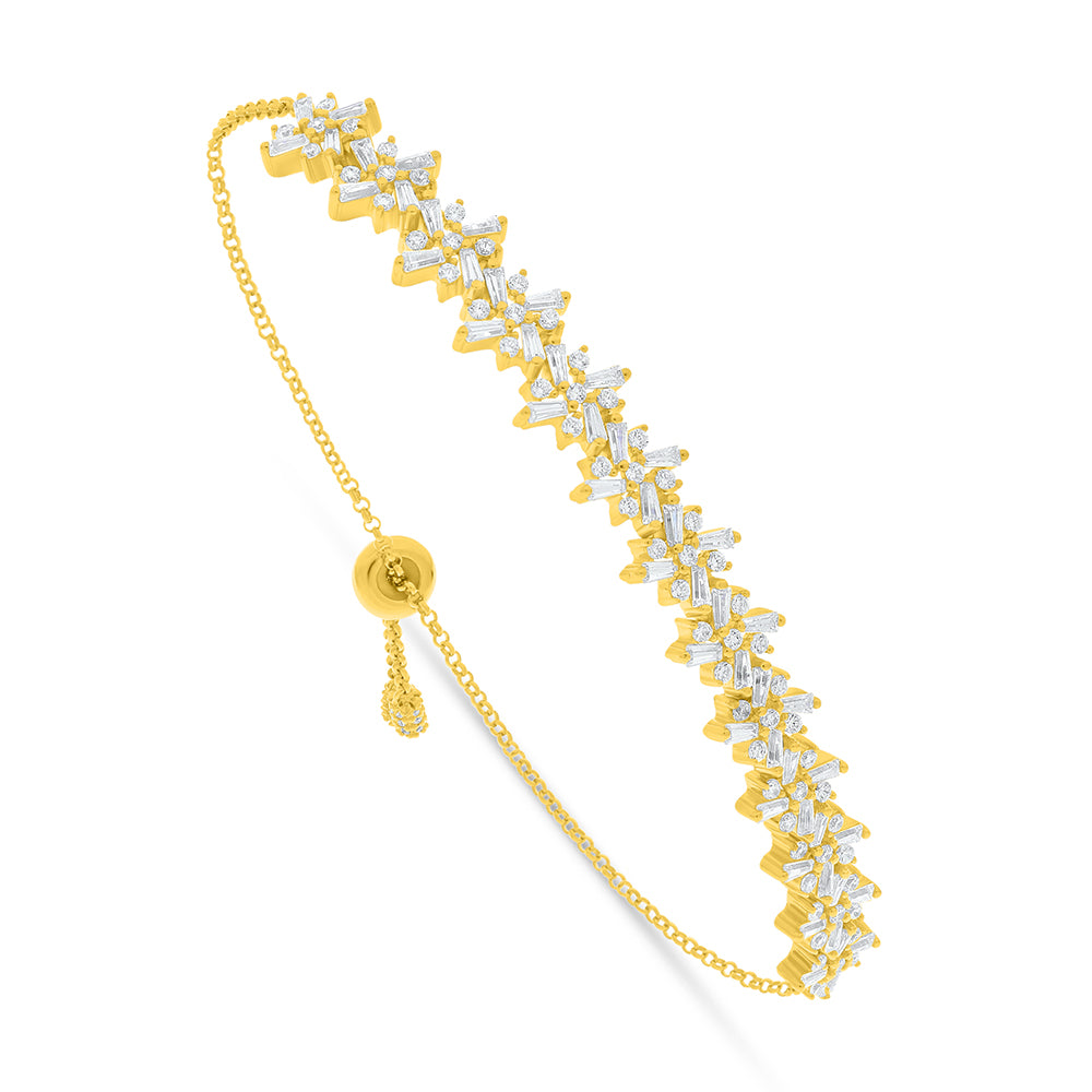 Sterling Silver 925 Bracelet Golden Plated Embedded With White Zircon