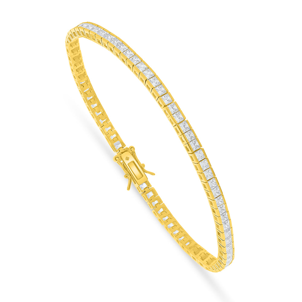 Sterling Silver 925 Bracelet Golden Plated Embedded With White Zircon