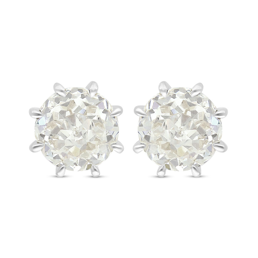 Sterling Silver 925 Earring Rhodium Plated Embedded With Yellow Diamond