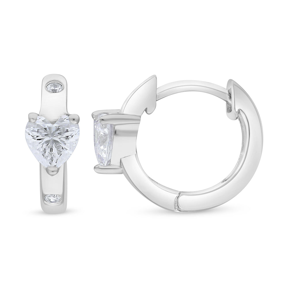 Sterling Silver 925 Earring Rhodium Plated Embedded With White Zircon