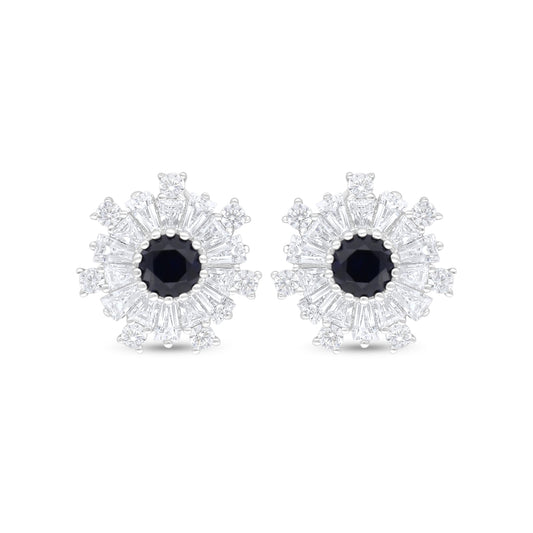 اقراط من الفضة الخالصة عيار 925 مطلي روديوم مرصع زفير كروندوم و فص ابيض