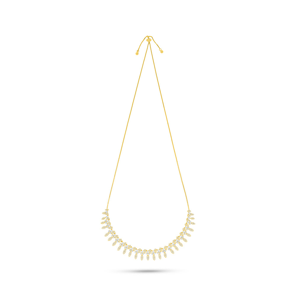 Sterling Silver 925 SET Golden Plated Embedded With White Zircon
