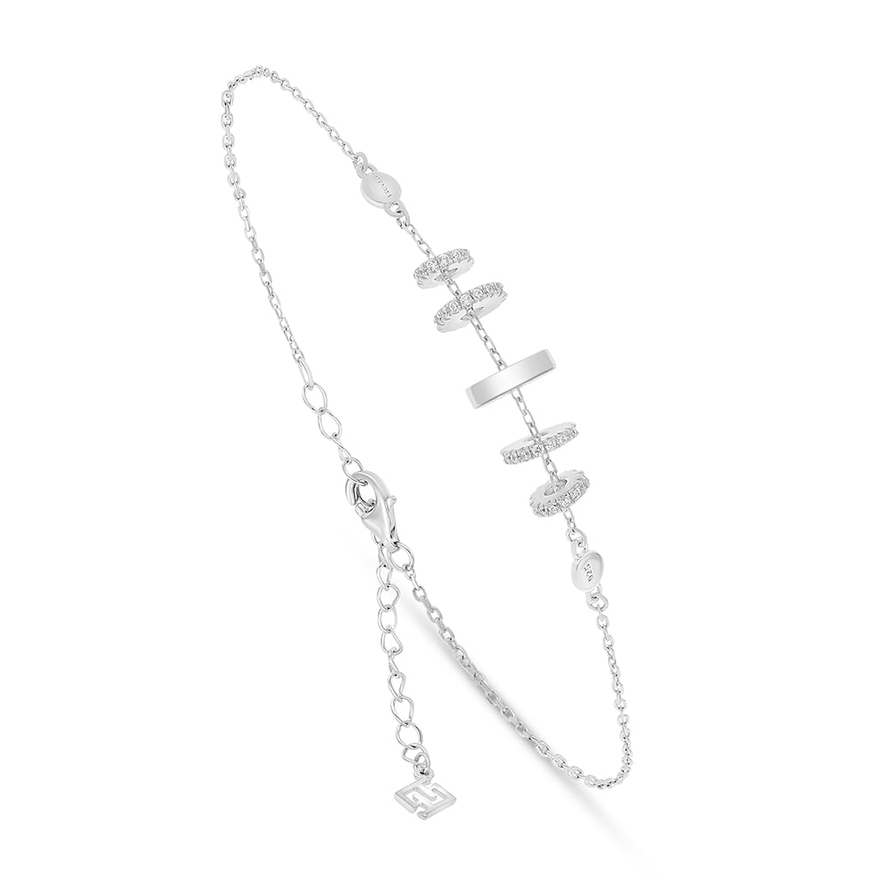 Sterling Silver 925 Bracelet Rhodium Plated Embedded With White Zircon