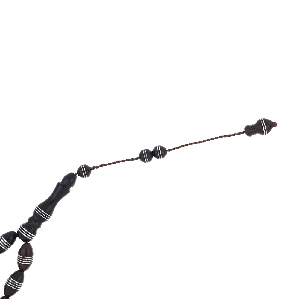 Rosary 33 Kuk Olive Shaped 10*7 mm, Hand Inlaid Ingot