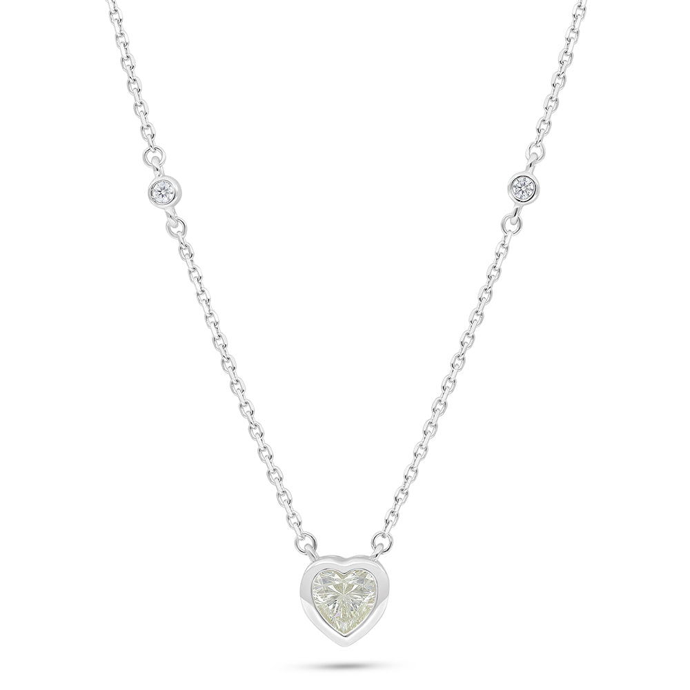 Sterling Silver 925 Necklace Rhodium Plated Embedded With Diamond Zircon And White Zircon