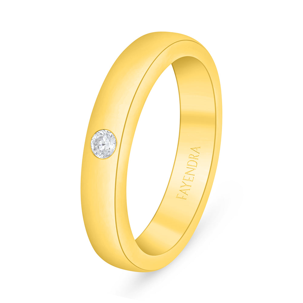 Sterling Silver 925 Ring Golden Plated Embedded With White Zircon