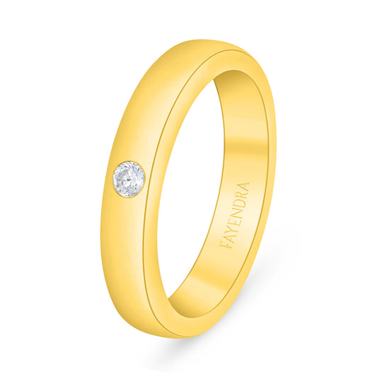 خاتم من الفضة الخالصة عيار 925 مطلي ذهبي مرصع فص ابيض