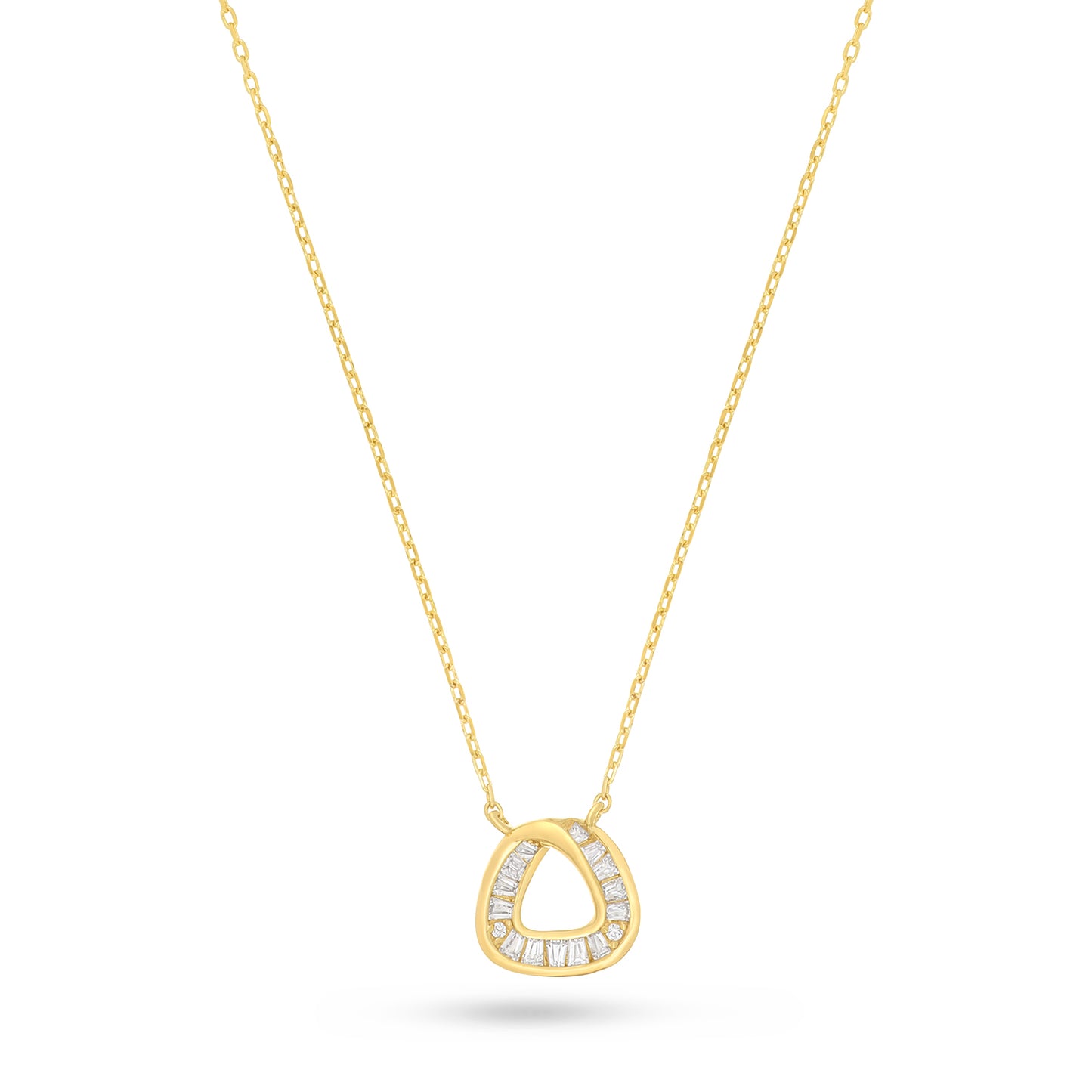 Sterling Silver 925 Necklace Golden Plated Embedded With White Zircon