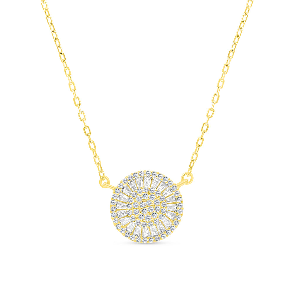 Sterling Silver 925 Necklace Gold Plated And White CZ