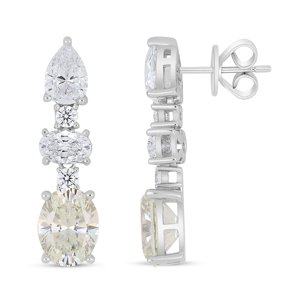 Sterling Silver 925 Earring Rhodium Plated Embedded With Diamond Zircon And White Zircon