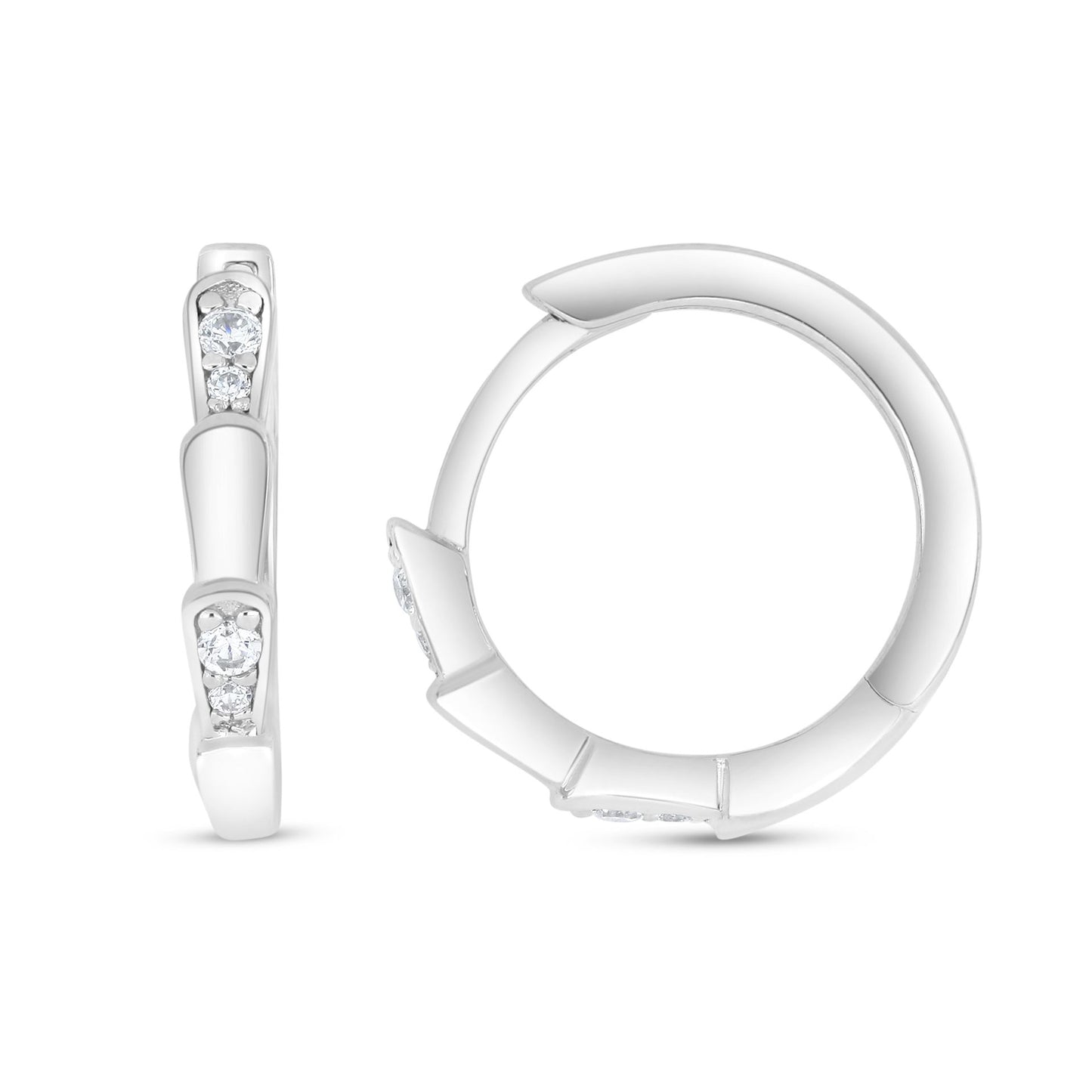 Sterling Silver 925 Earring Rhodium Plated Embedded With White Zircon