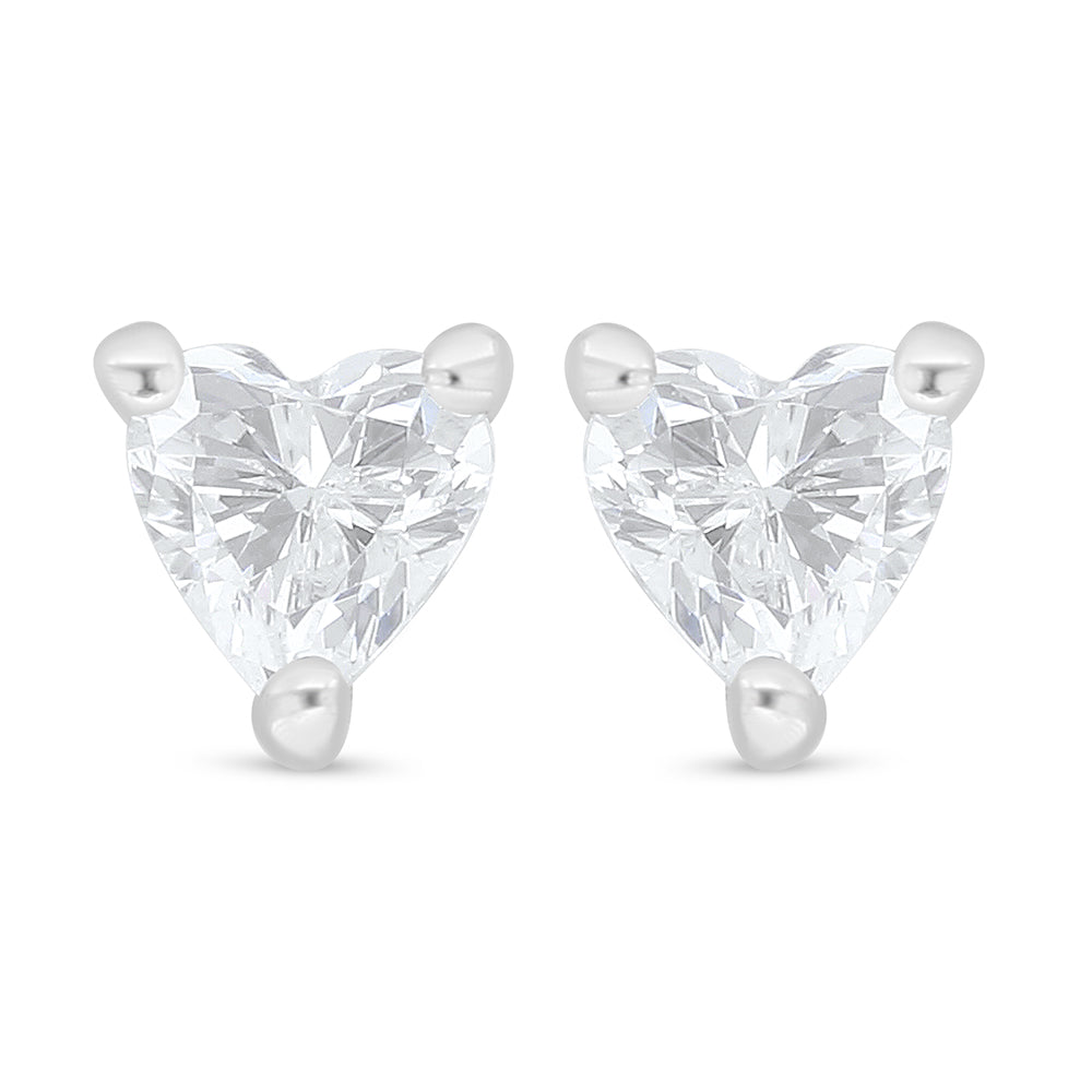 Sterling Silver 925 Earring Rhodium Plated Embedded With White Zircon