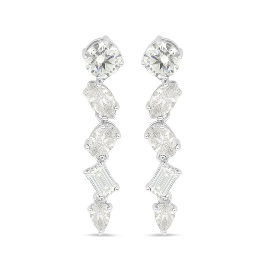 اقراط من الفضة الخالصة عيار 925 مطلي روديوم مرصعة زركون الماسي كناري و فص ابيض