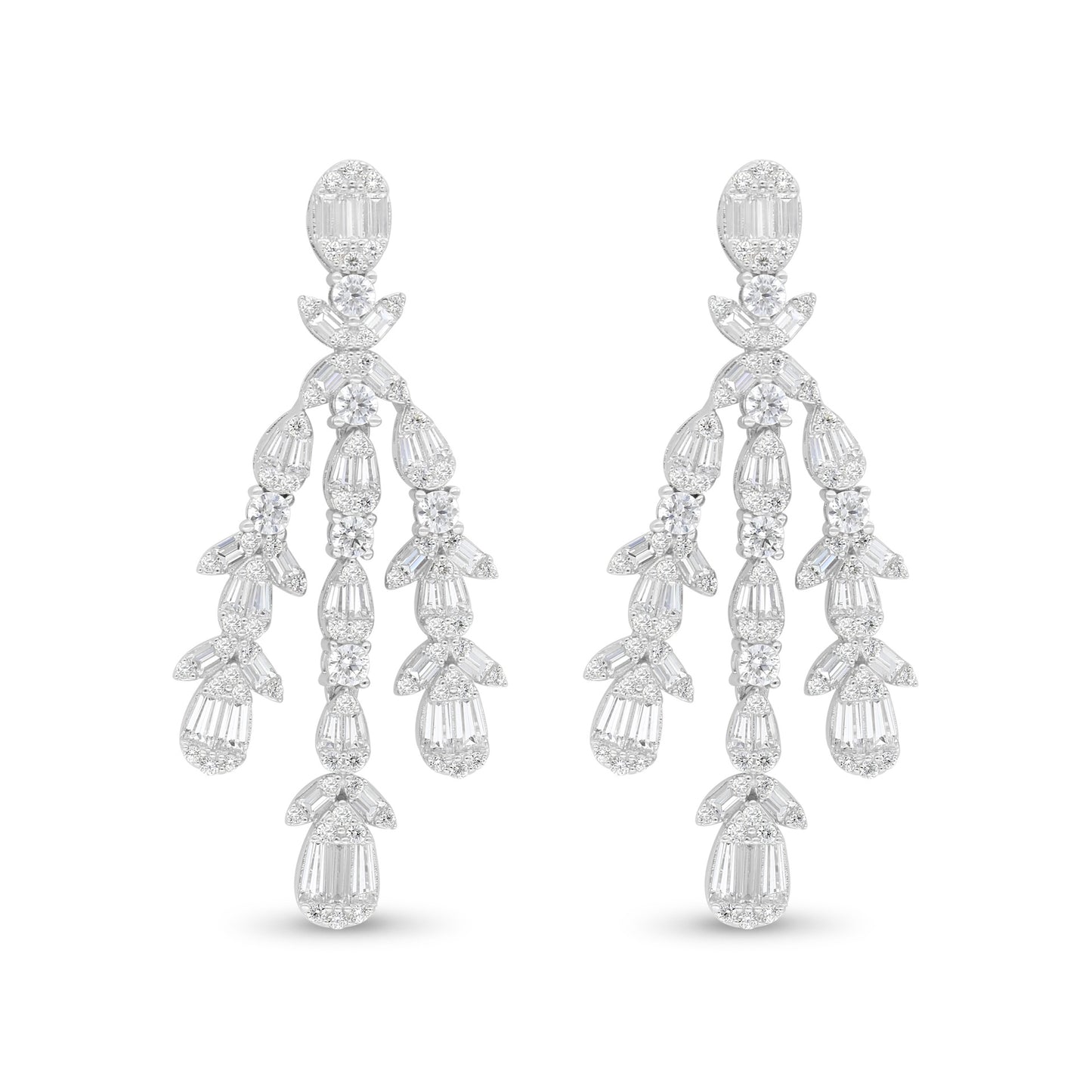 Sterling Silver 925 SET Rhodium Plated Embedded With White Zircon