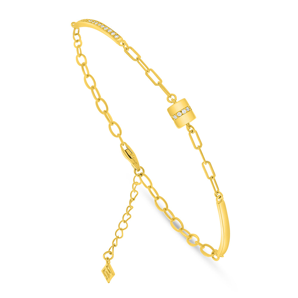 Sterling Silver 925 Bracelet Golden Plated Embedded With White Zircon