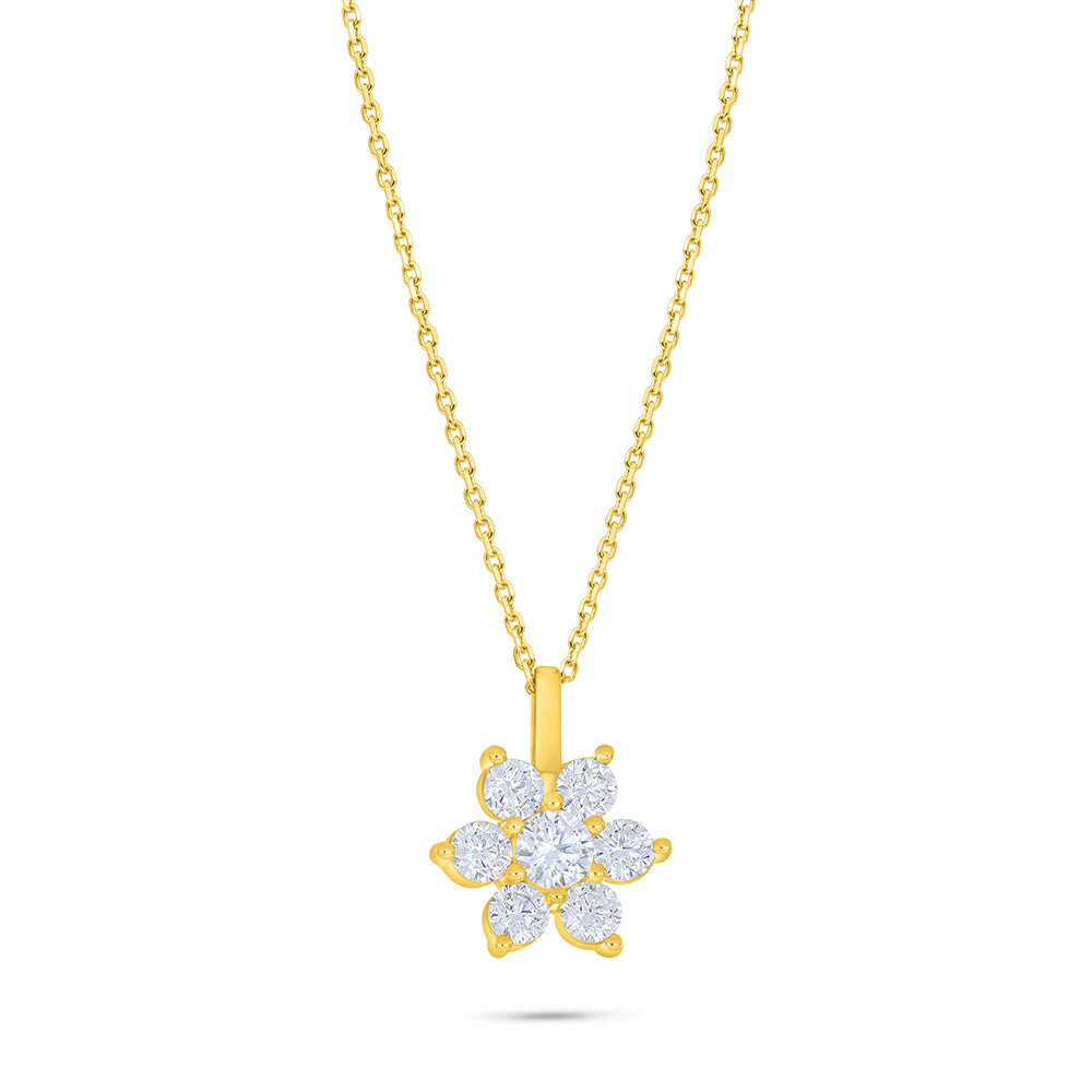 Sterling Silver 925 Necklace Golden Plated Embedded With White Zircon