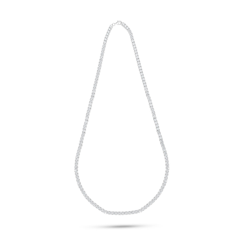 Sterling Silver 925 Necklace Rhodium Plated Embedded With White Zircon