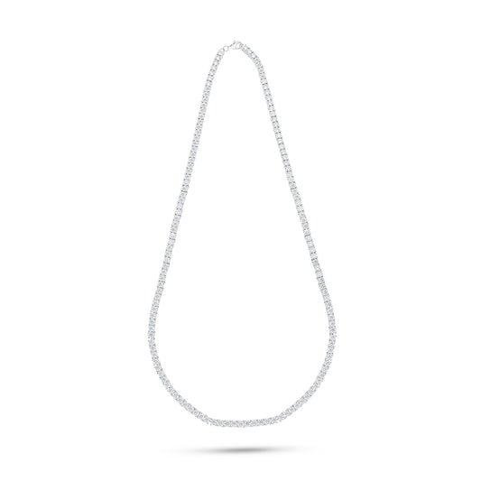 Sterling Silver 925 Necklace Rhodium Plated Embedded With White Zircon