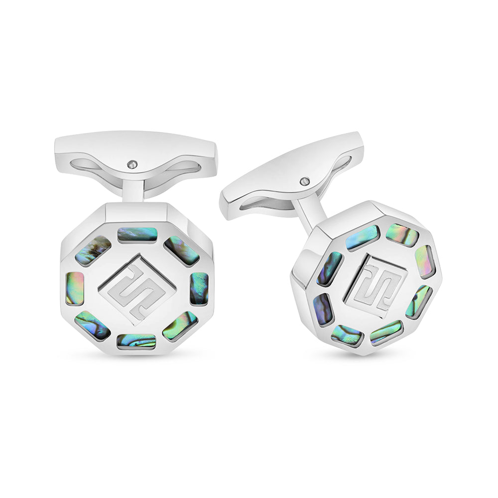 كبك ستانلس ستيل لون فضي عيار L316 مرصع احجار صدف استرالي Matt Steel