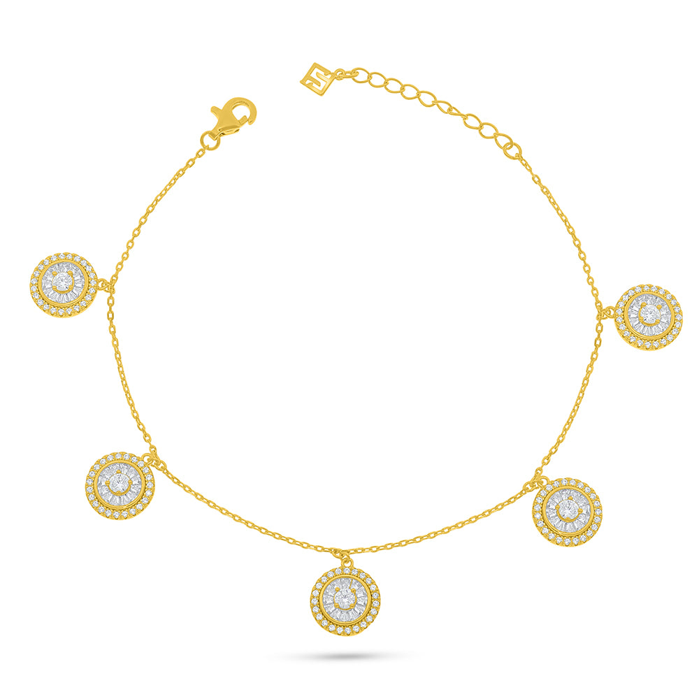 Sterling Silver 925 Bracelet Golden Plated Embedded With White Zircon