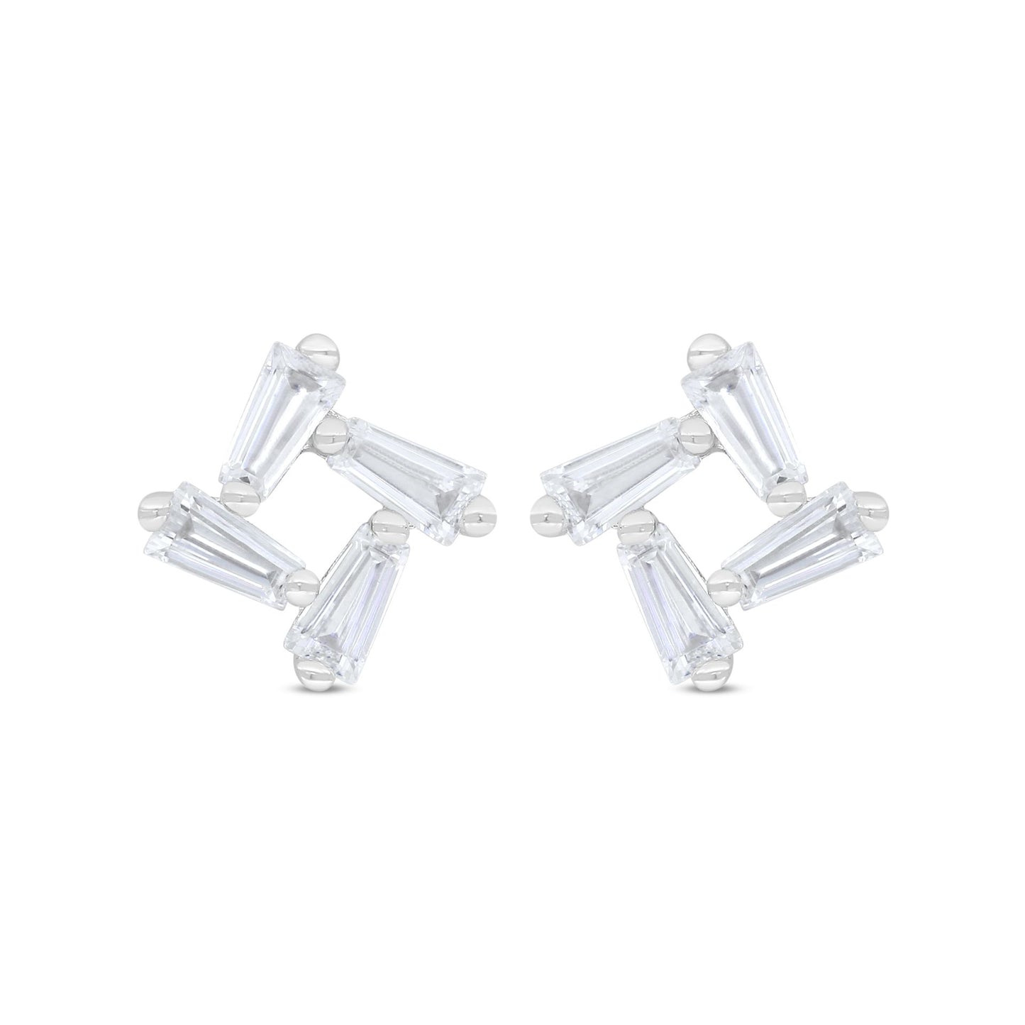 اقراط من الفضة الخالصة عيار 925 مطلية روديوم مرصعة فص ابيض