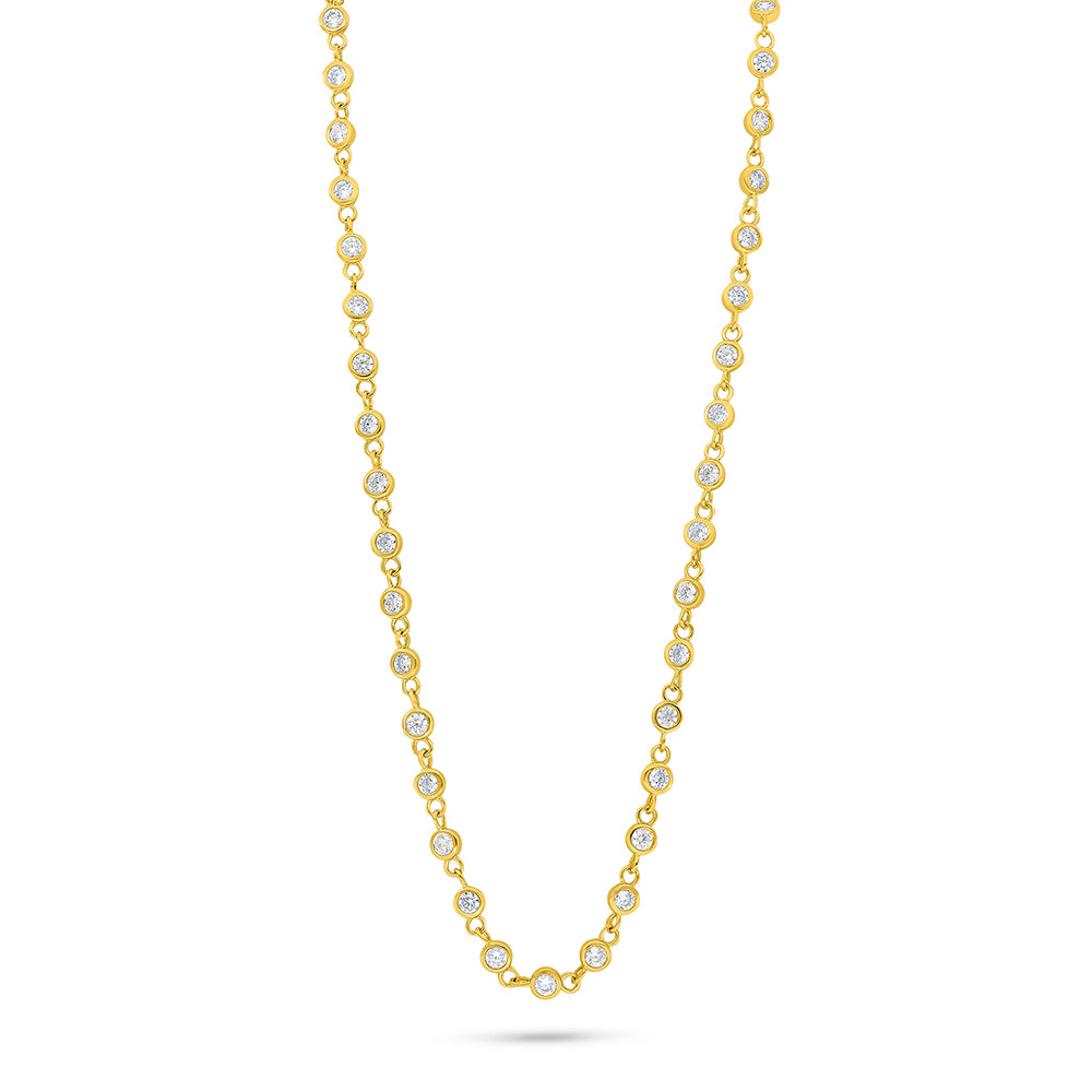 Sterling Silver 925 Necklace Golden Plated Embedded With White Zircon