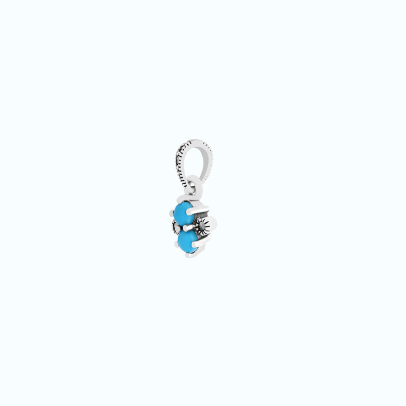 Sterling Silver 925 Pendant Embedded With Natural Processed Turquoise And Marcasite Stones