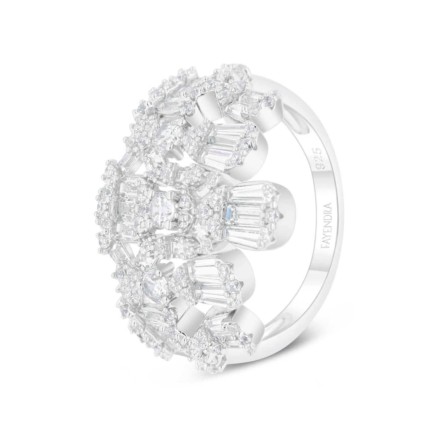 Sterling Silver 925 SET Rhodium Plated Embedded With White Zircon