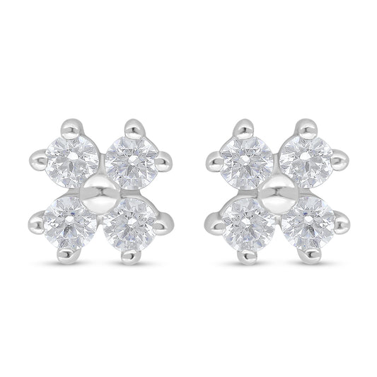 اقراط من الفضة الخالصة عيار 925 مطلية روديوم مرصعة فص ابيض