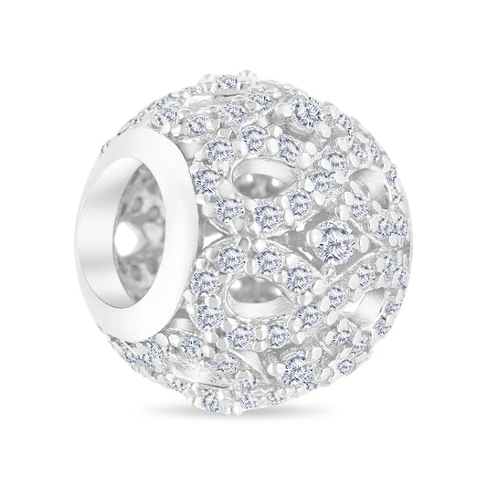 Sterling Silver 925 CHARM Rhodium Plated Embedded With White CZ