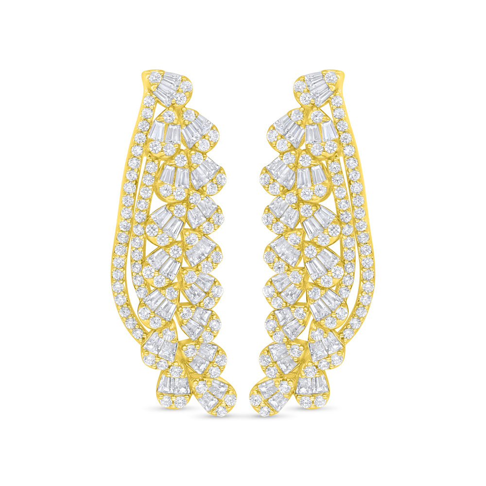 Sterling Silver 925 Earring Golden Plated Embedded With White Zircon